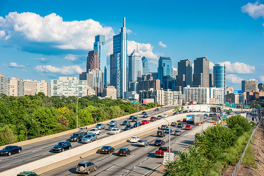 Philadelphia skyline, just outside of Pottstown, PA