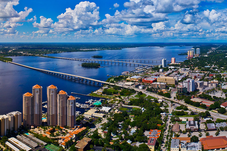 Arial view of Ft Myers, FL
