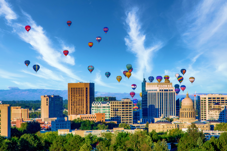Spirit of Boise hot air balloon festival over Boise, Idaho